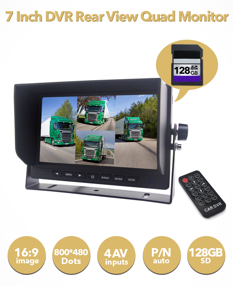 DVR 7 אינץ 'ל -4 מצלמות וכרטיס SDXC 128GB