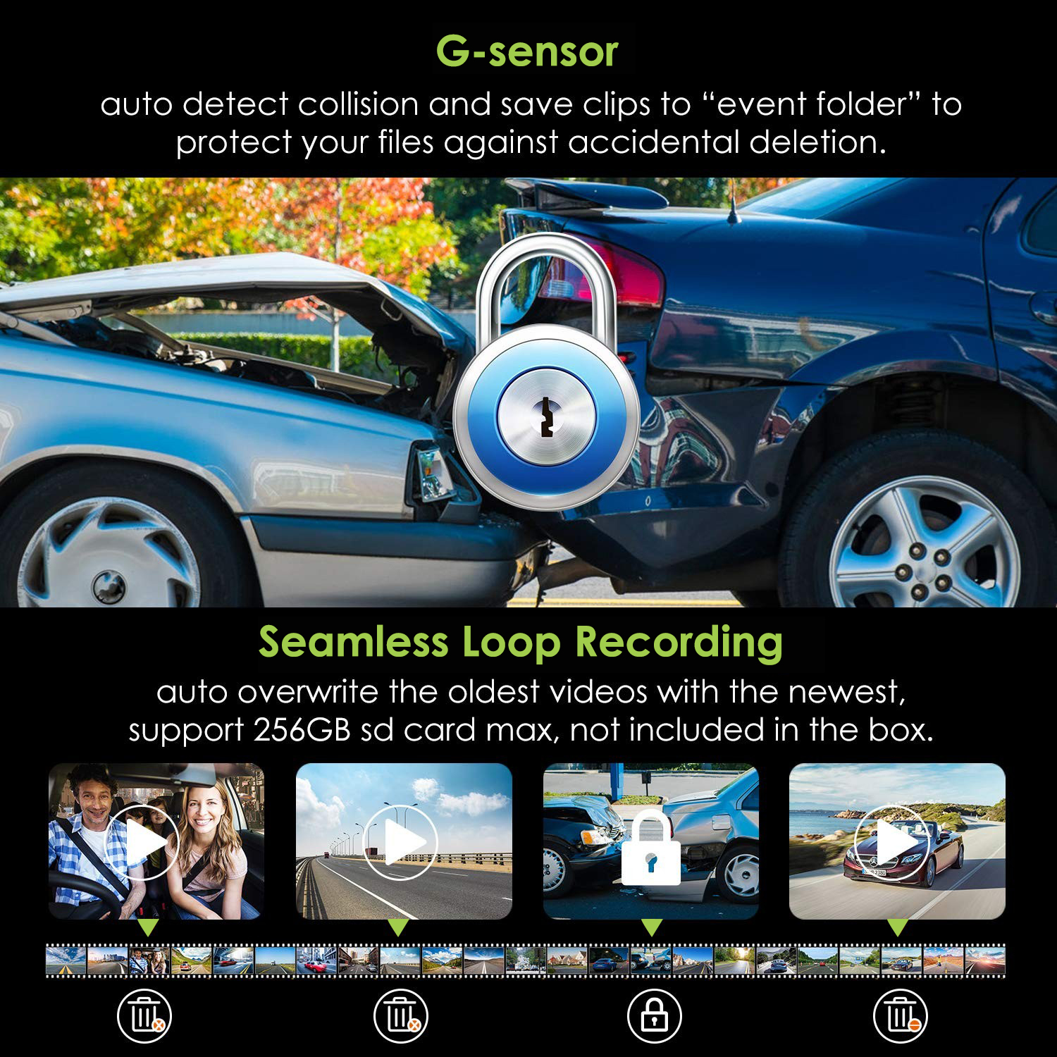 חיישן G מצלמת הגנה מפני פגיעות ברכב