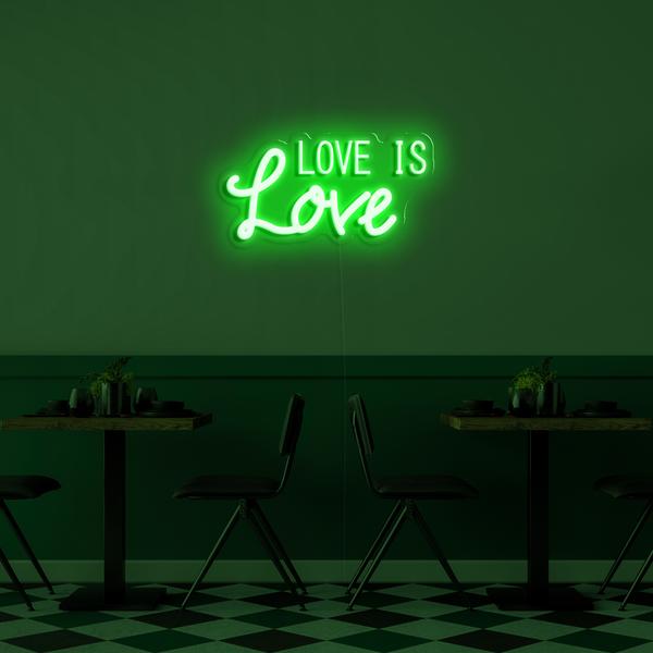 לוגו 3D neon LED על הקיר - Love is Love במידות של 50 ס"מ