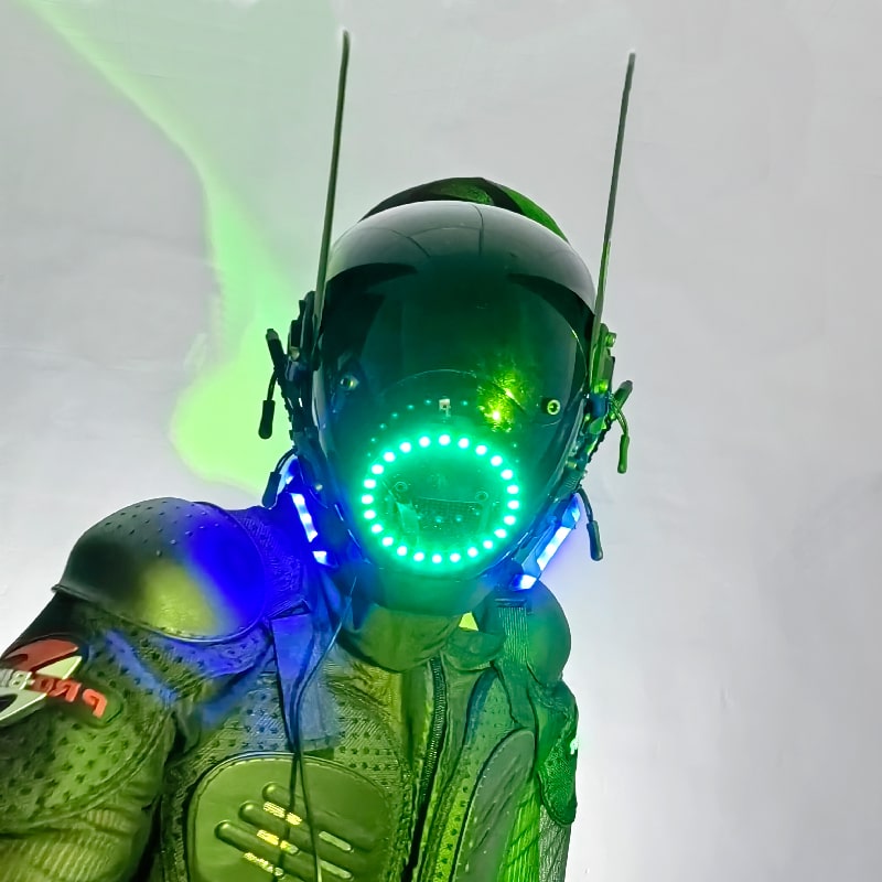 קסדת ראש מסכת Cyberpunk LED זוהרת