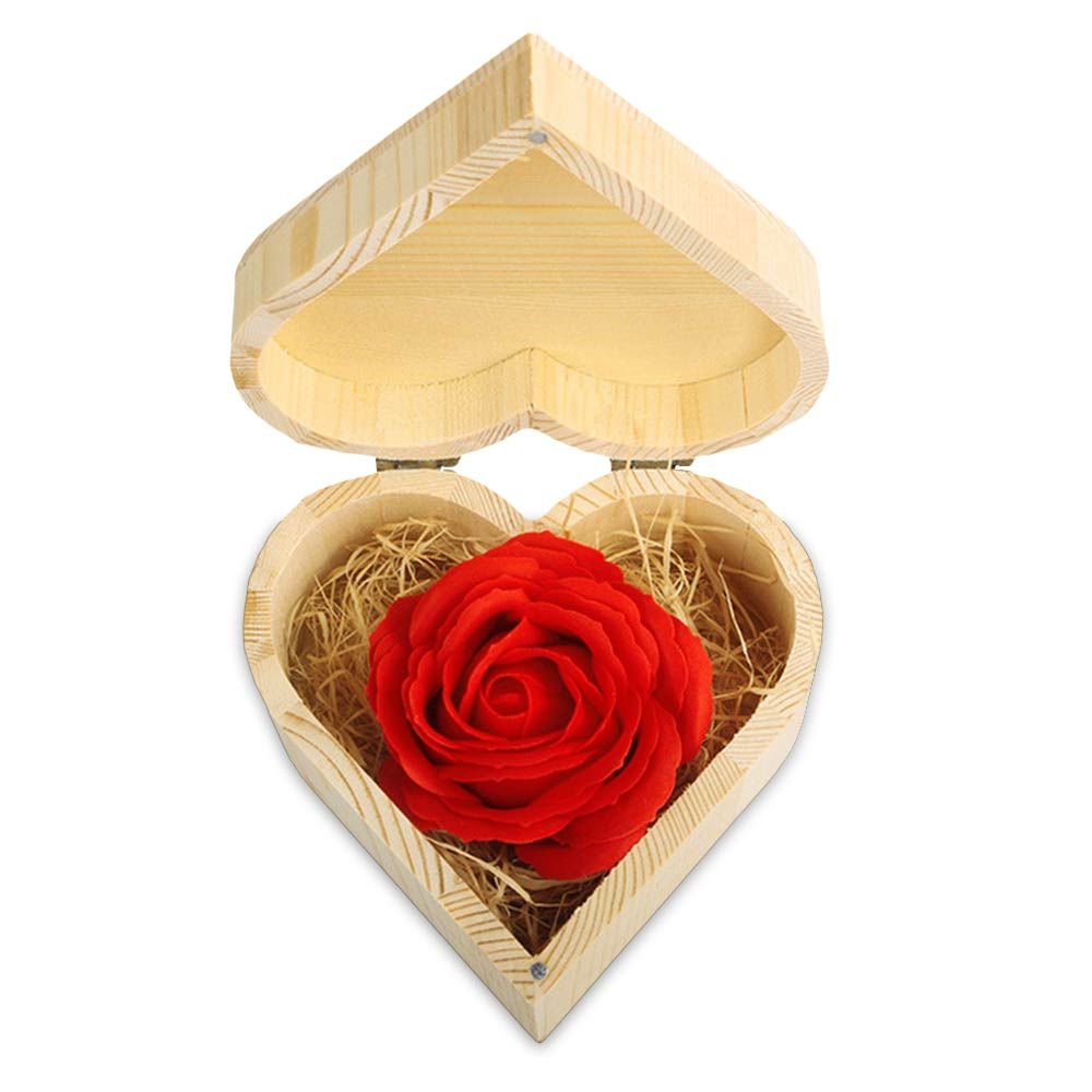 ורדים סבון בקופסת עץ בצורת לב