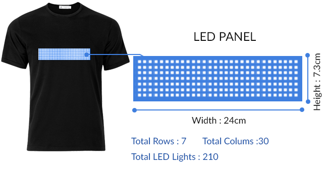 חולצת led עם טקסט Bluetooth לתכנות