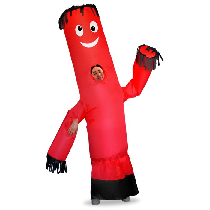 חליפת גבר מתנפחת בצבע אדום עם מאוורר