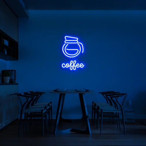 לוגו ניאון LED תלת מימד על הקיר קפה