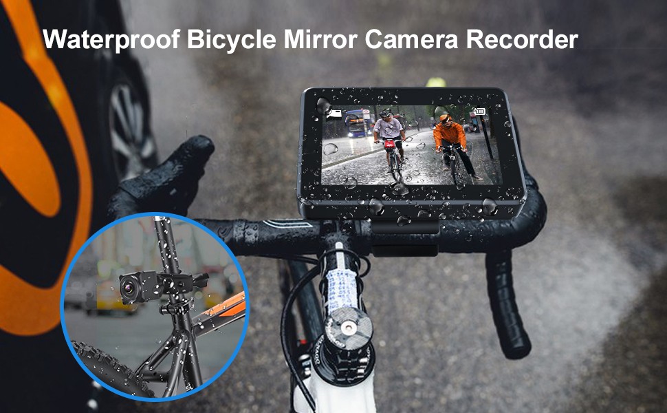 מצלמת אופניים עמידה למים IP68 עם צג עם הקלטה
