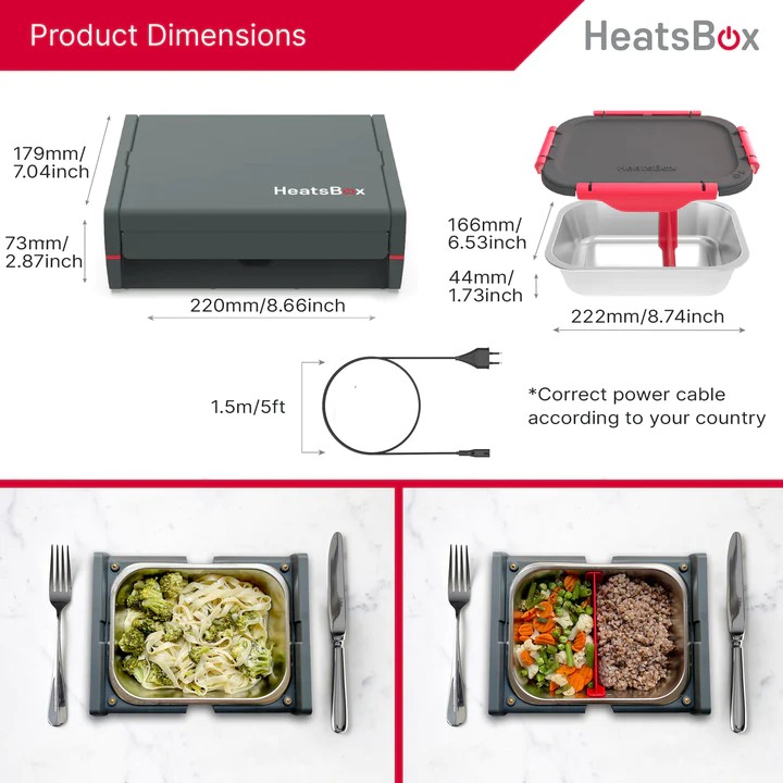 קופסת אוכל למזון מזון מחומם חשמלית heatsbox pro